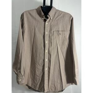 Ralph Lauren Men’s Yarmouth 100% cotton Size 17, 34/35 Brown and White